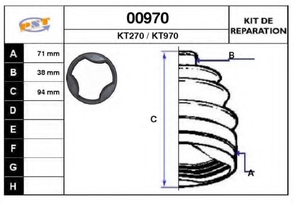 SNRA 00970 Bellow Set, drive shaft